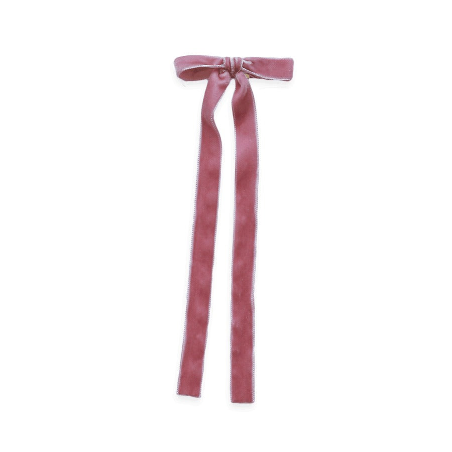 Eva's House Velvet Long Tail Bow Snap Clip 5207