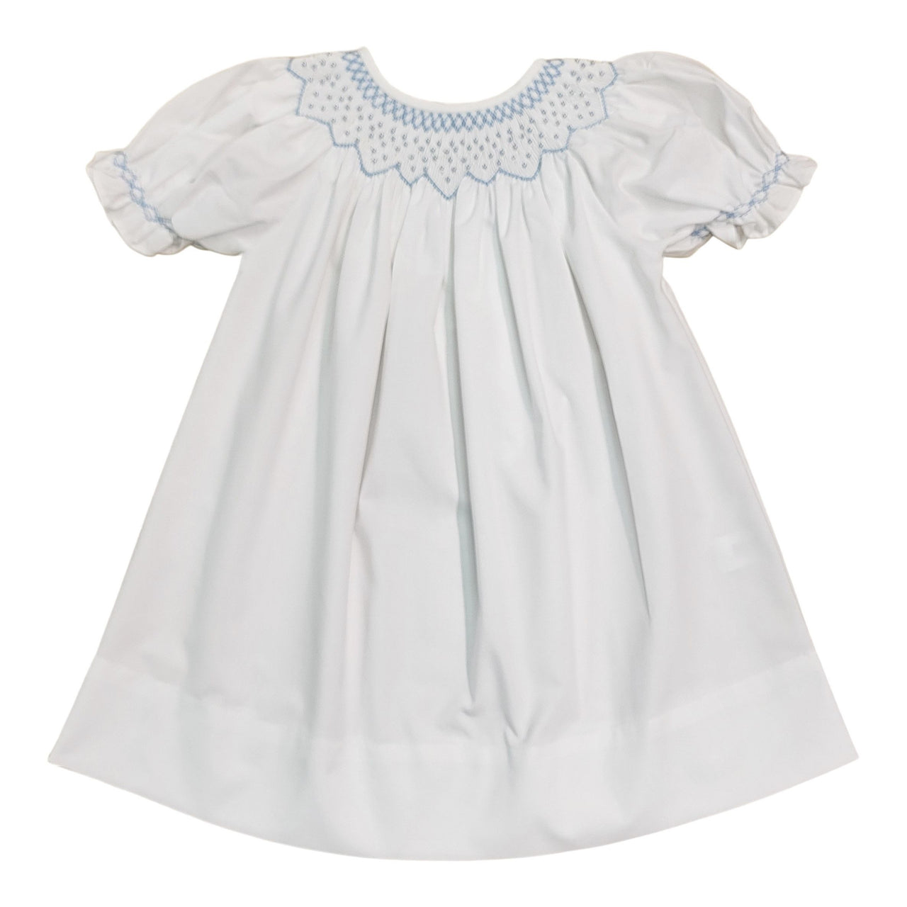 Sweet Dreams Cathy White Smocked Dress W/Blue pearl MT91B 5202