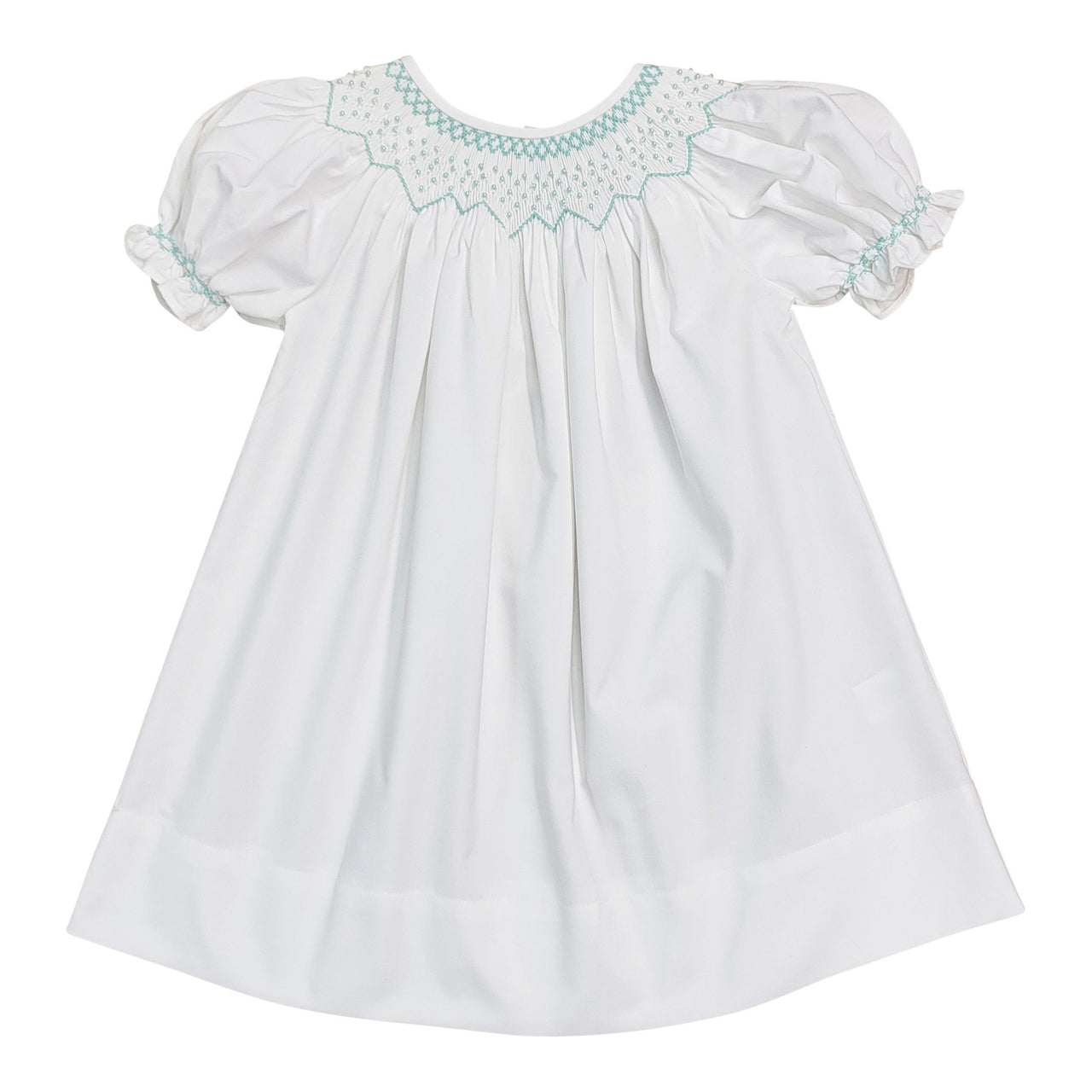 Sweet Dreams Cathy Mint Pearl Smocked White Dress MT091M-DR 5202