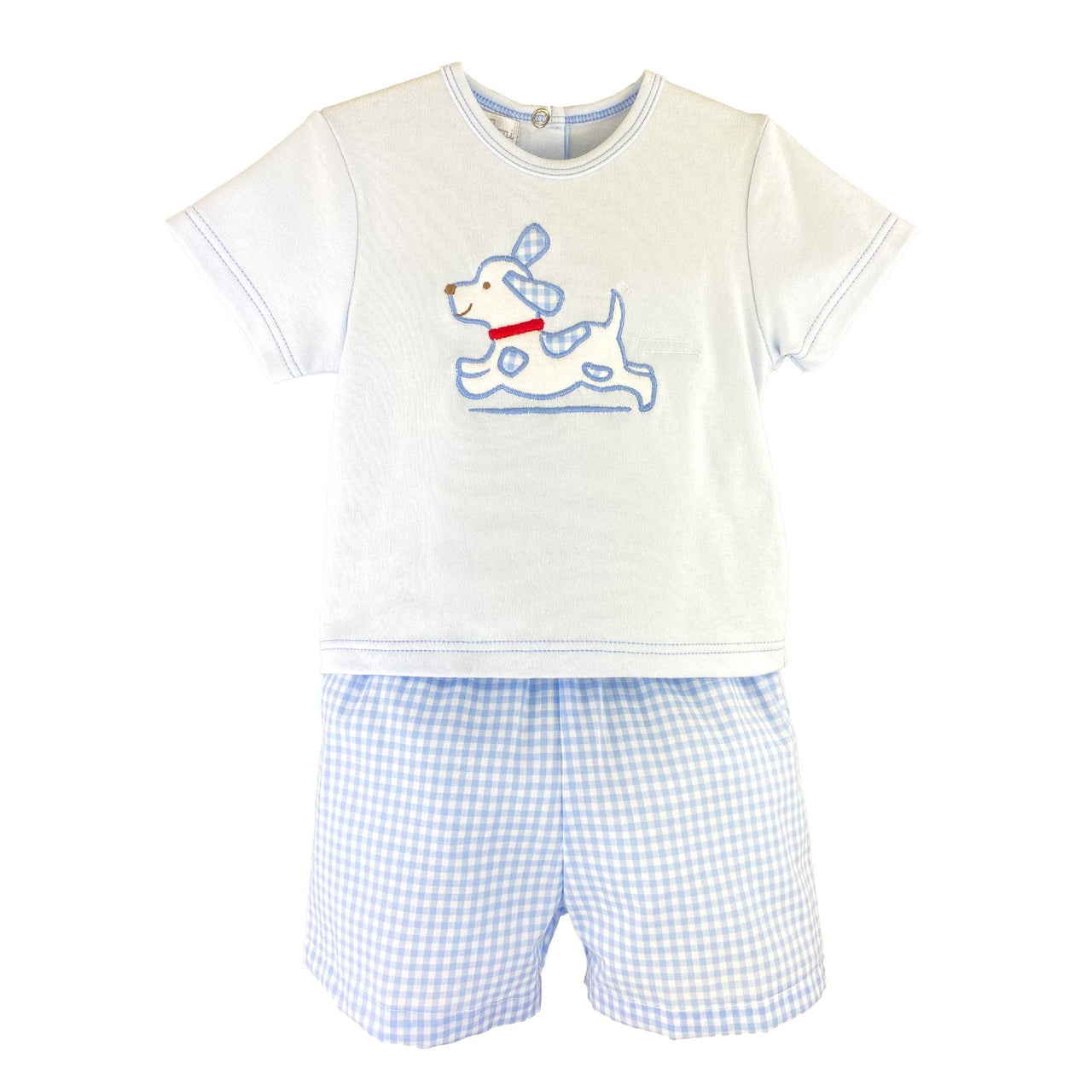 Petit Ami Blue Short Set W/Puppy Appl 3640/4640 5202