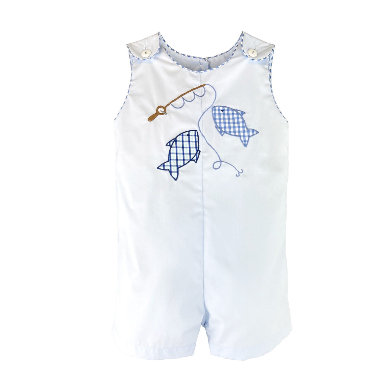 Petit Ami Blue Sunsuit W/Blue Gingham Fish & Fishing Pole  3654 5202