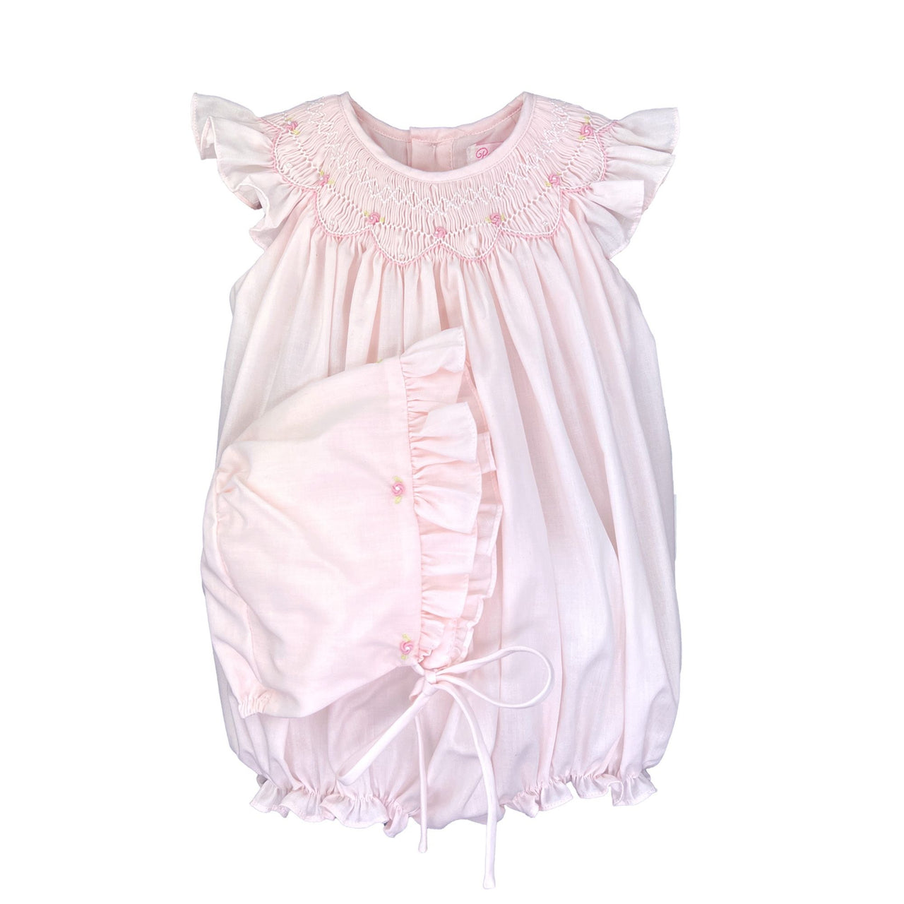 Petit Ami Pink Smocked Bubble & Hat 5033 5202