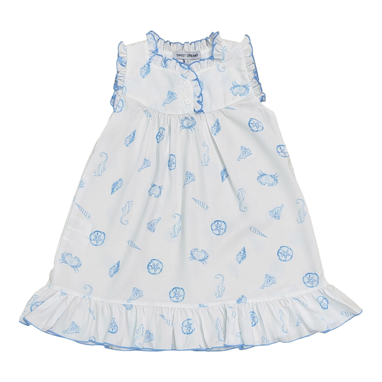 Sweet Dreams Sea Life Blue Print White Gown GO242  5203