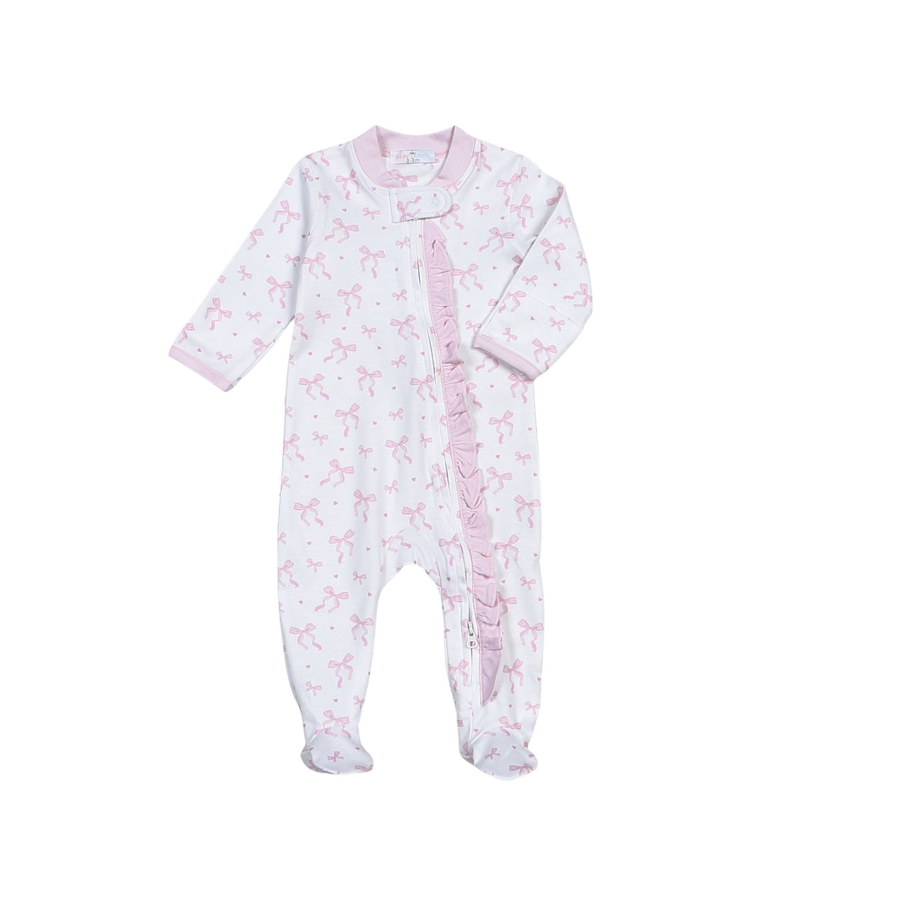 Baby Loren Pink Bow Pima Zipper Footie PCQ-114 5207