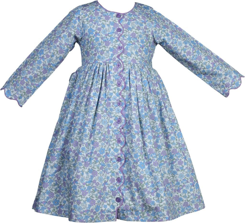Cotton Kids Purple Floral Scallop Button Dress CK 5127 5207
