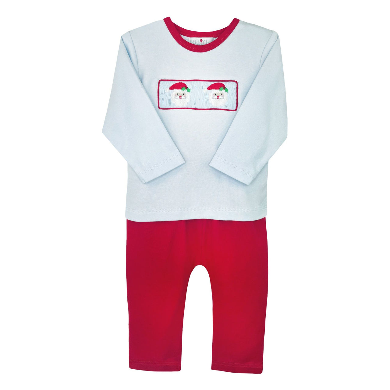 Petit Ami Embroidered Santa Face Pant Set 4872 5109