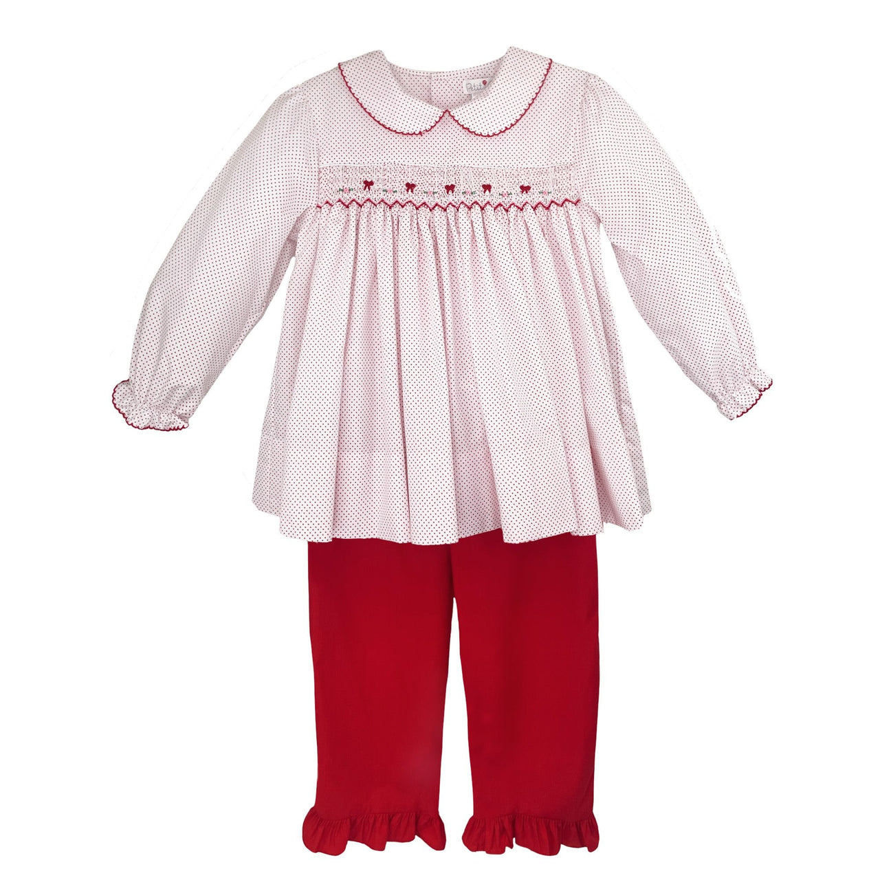 Petit Ami Red Dot Smocked Top W/Red Pants 4372 5109