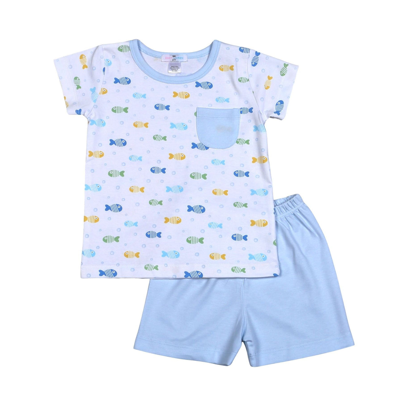 Baby Loren Blue Bubble Buddies Pima Short Set Baby Blue BBD-020 5201