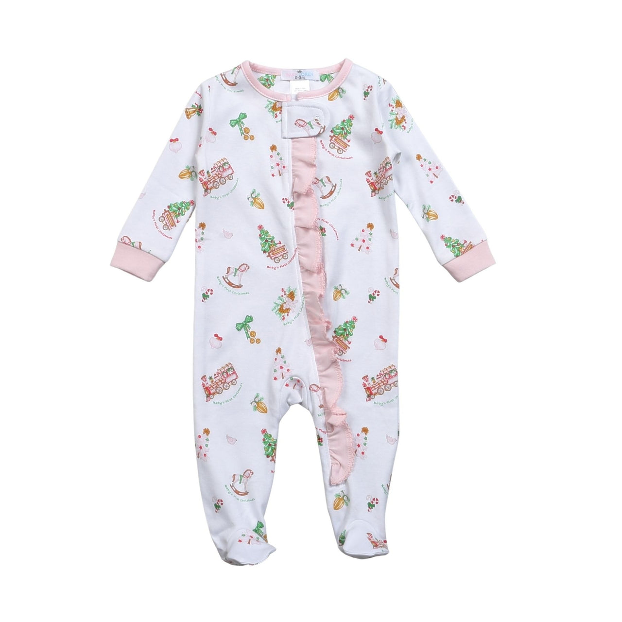 Baby Loren Baby's First Christmas Pima Zipper Footie BFX-299 5108