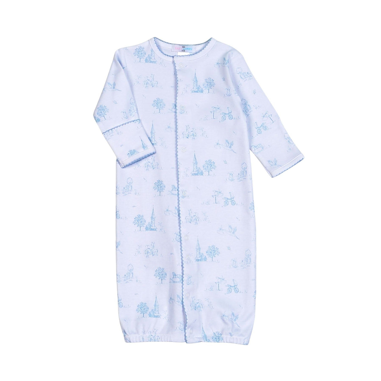 Baby Loren Blue Baby Toile Pima Converter Gown Blue BTI-011 5201