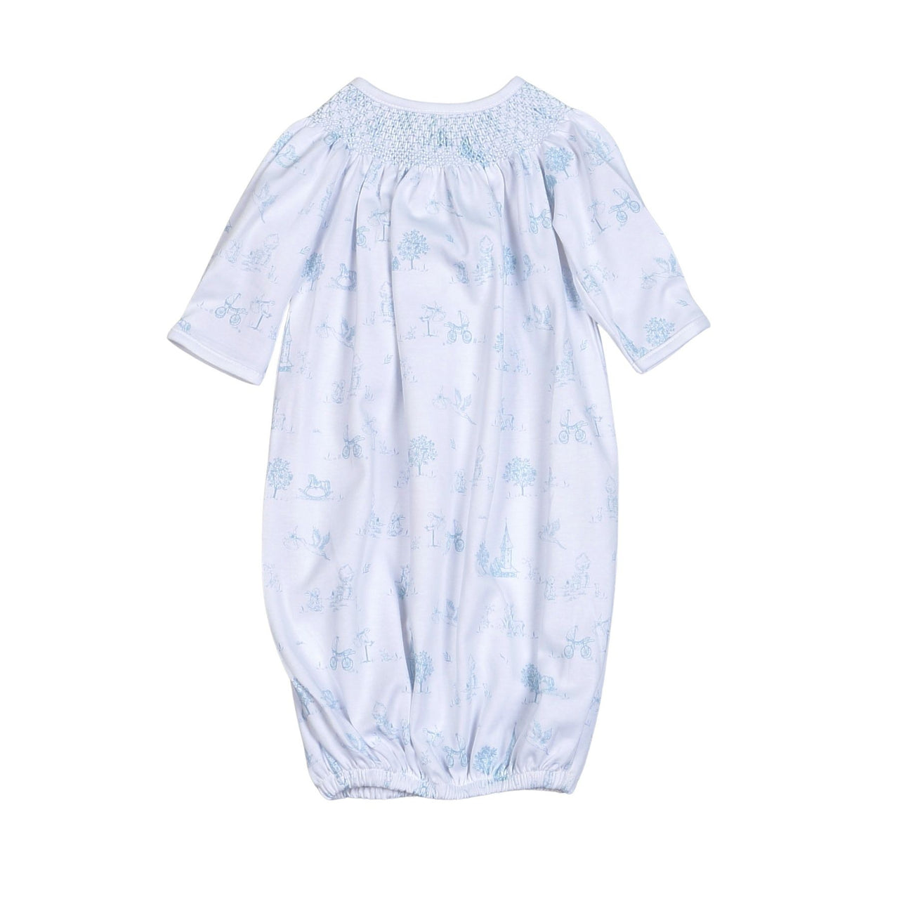 Baby Loren Blue Baby Toile Pima Hand Smocked Gown BTI-219 5201