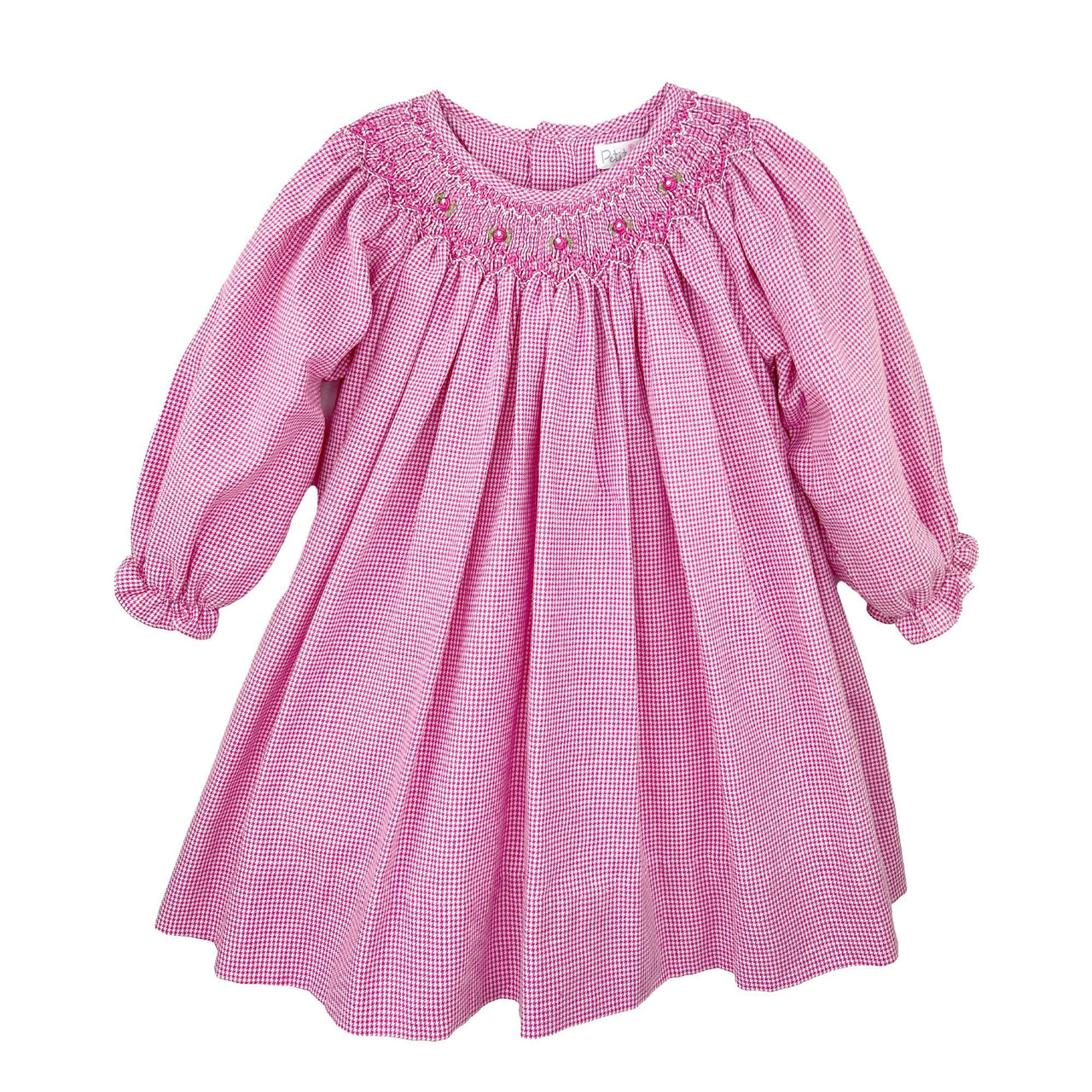 Petit Ami Dress W/Bloomer Smocking & Emb Flowers Pink/White Gingham Bishop 3368/4368 5109