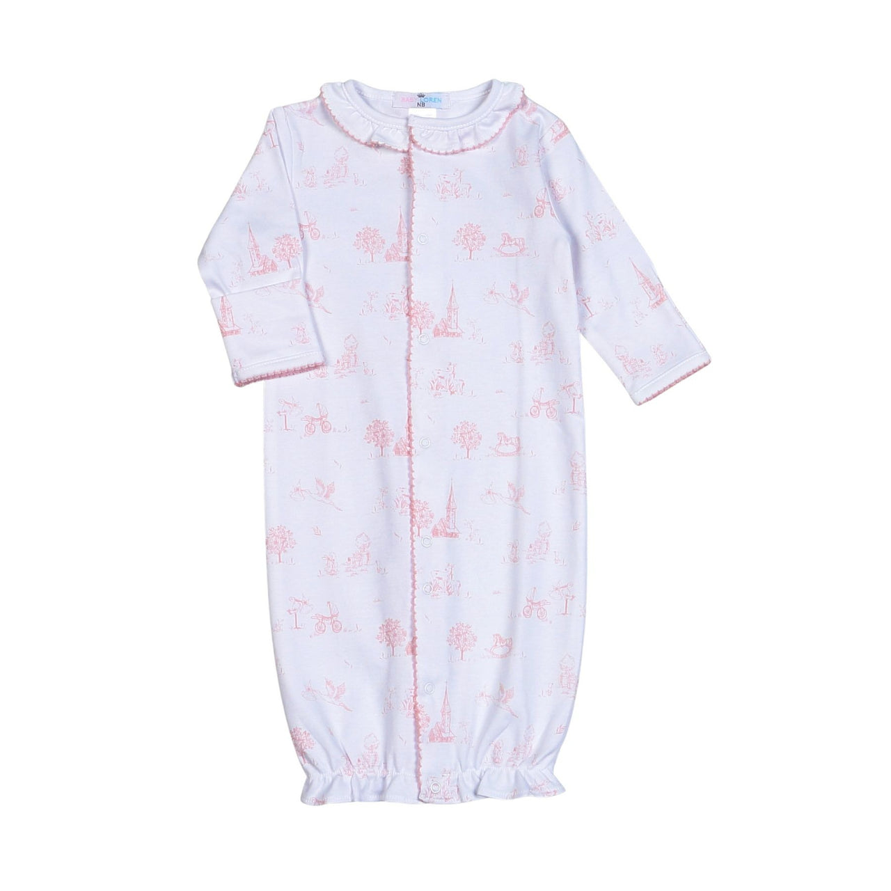 Baby Loren Pink Baby Toile Pima Converter Gown BTI-311 5201