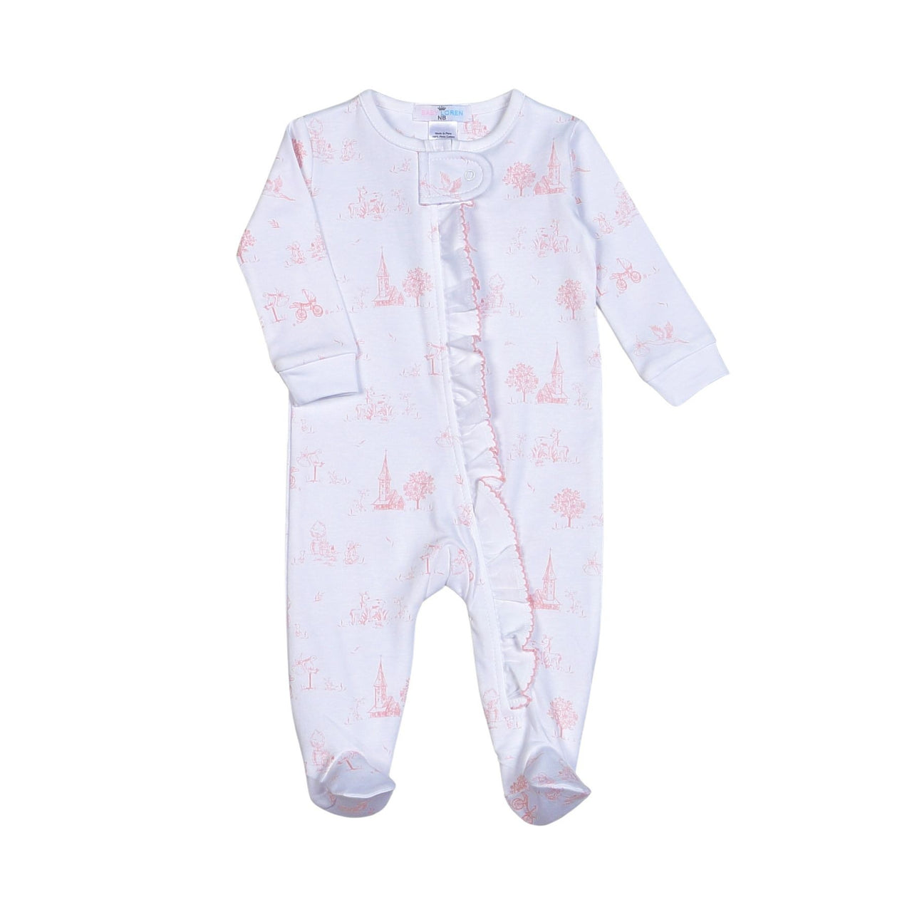 Baby Loren Pink Baby Toile Pima Zipper Footie BTI-314 5201