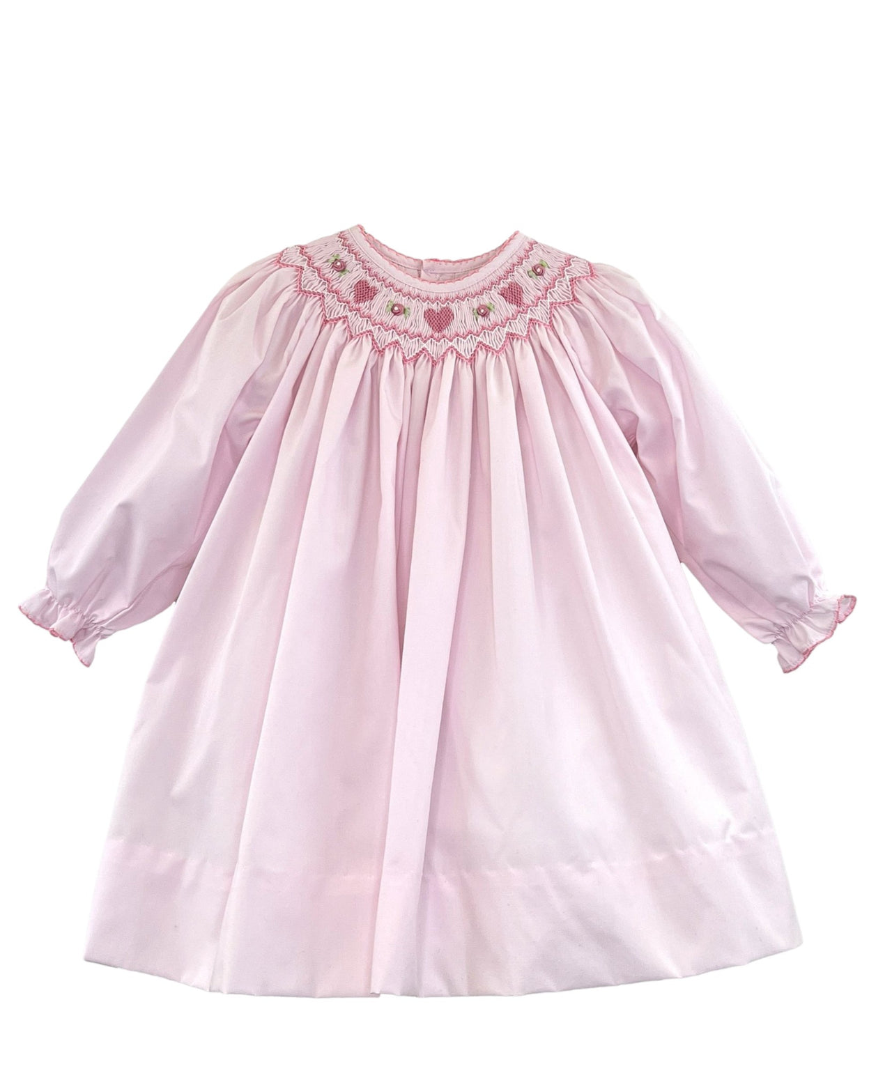 Petit Ami Pink Long Sleeve Bishop W/Heart Smocking 2018/3018/4018 5109