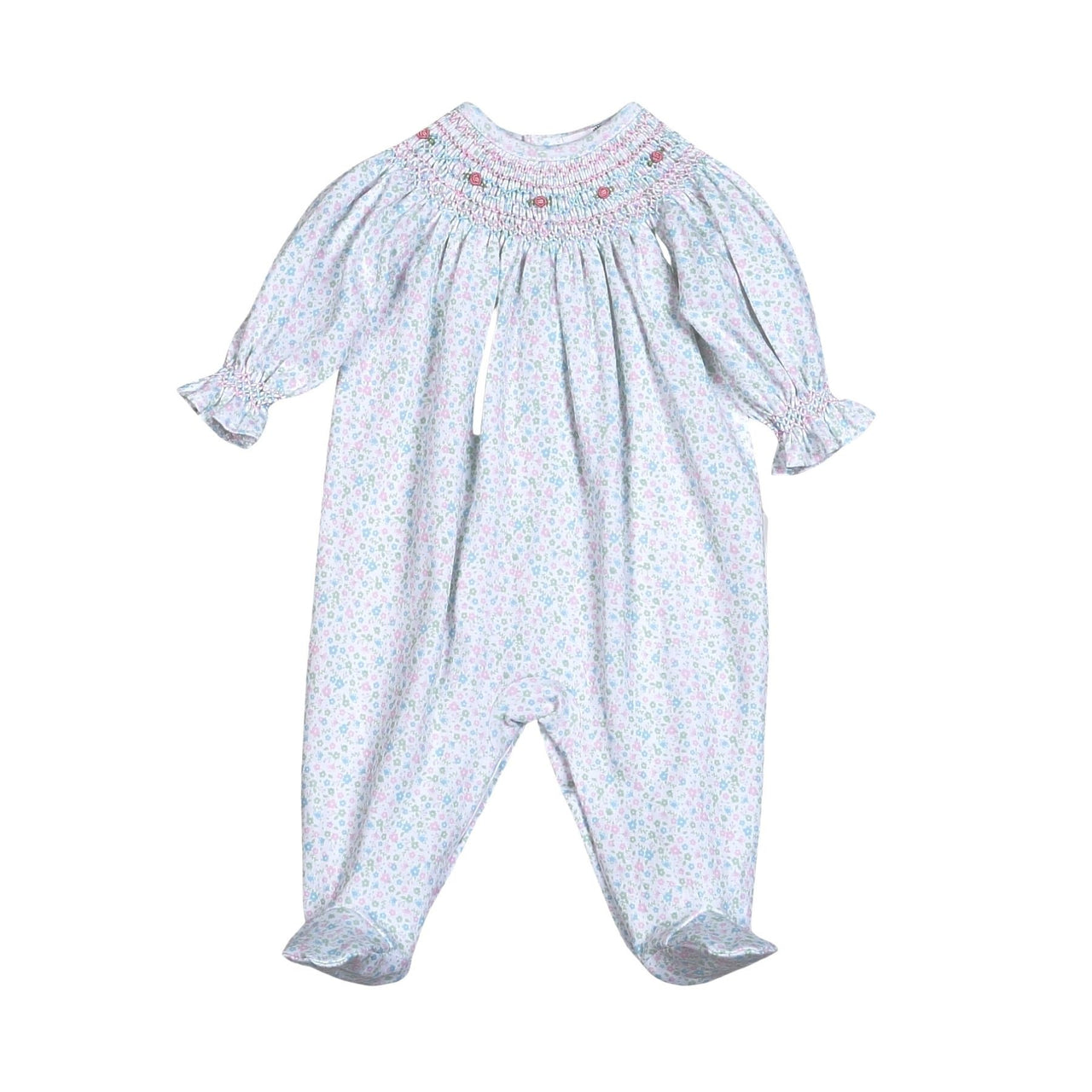 Baby Loren Mini Floral Pima Hand Smocked Footie pink MFL-514 5201