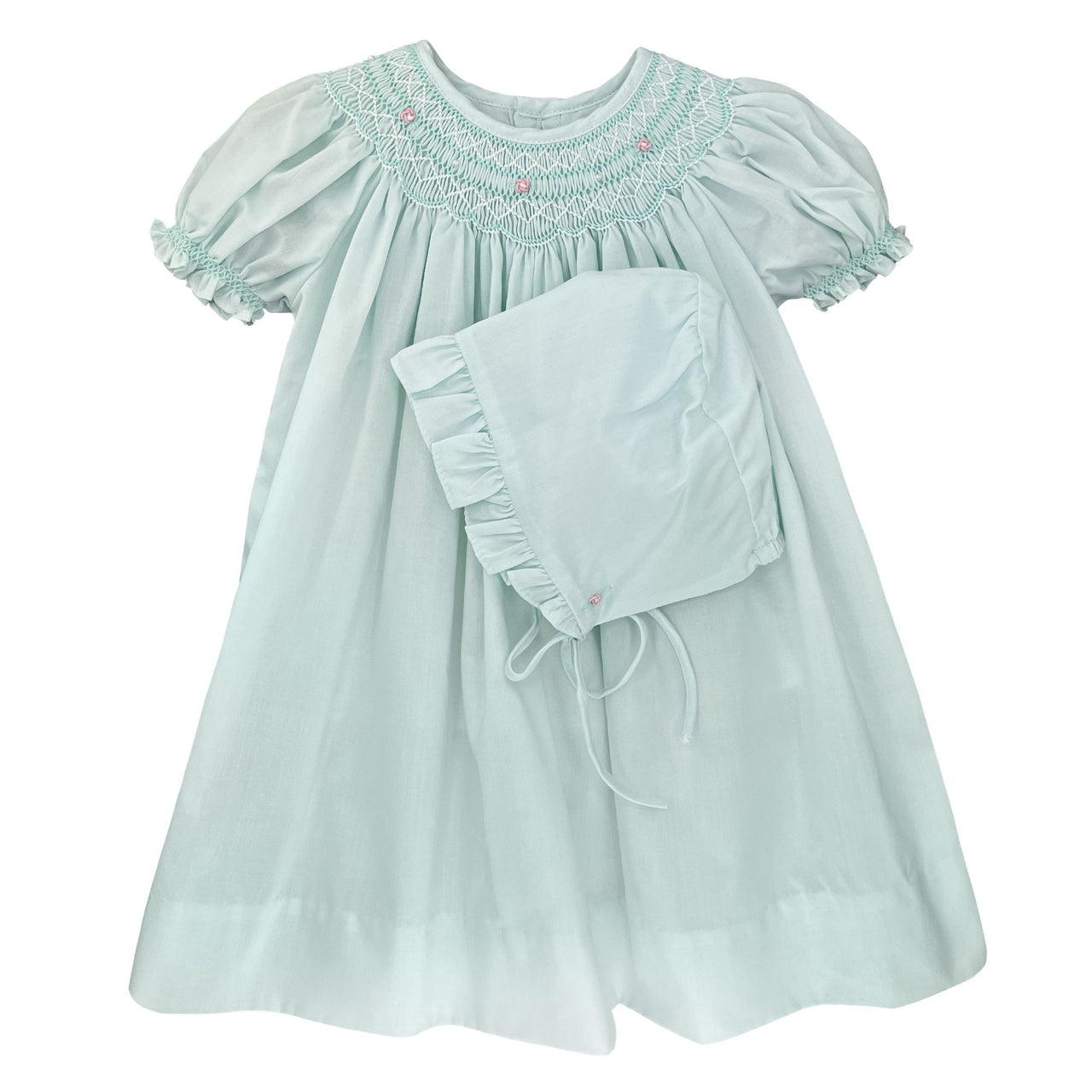 Petit Ami Mint Smocked Daygown & Hat NB 5639 5201