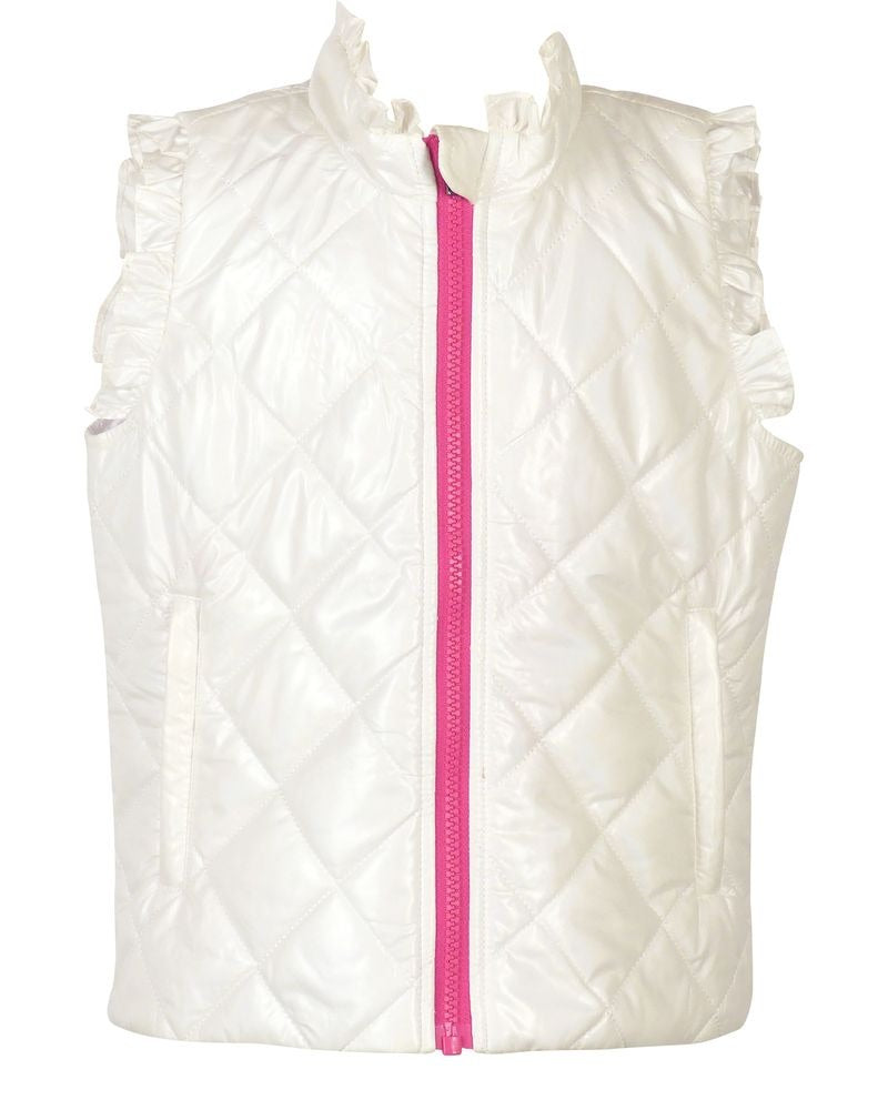 The Yellow Lamb Vera Vest W/Ruffles Winter White Shimmer 5207