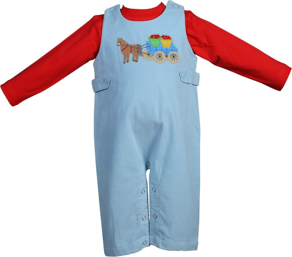 Cotton Kids Blue Corduroy Horse Cart Longall & Tee Set CK 5118 5207