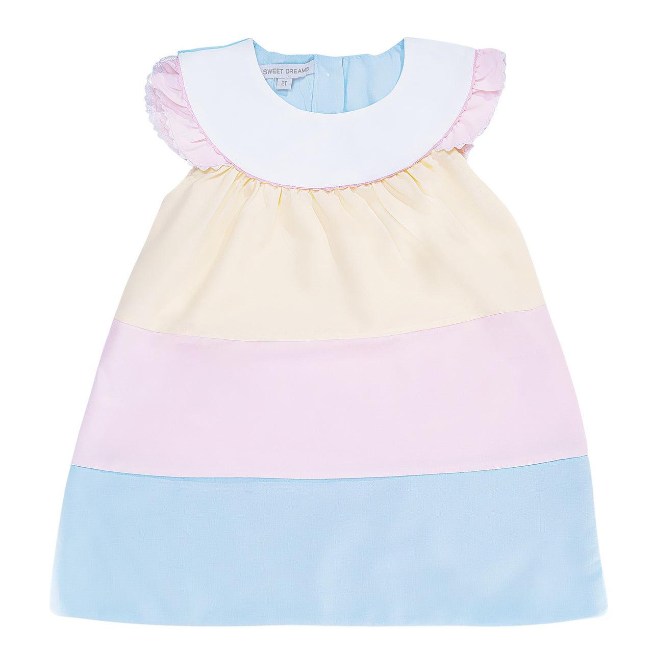 Sweet Dreams Triple Color Dress W/White Yoke Pink/Blue/Yellow TT1241 5203