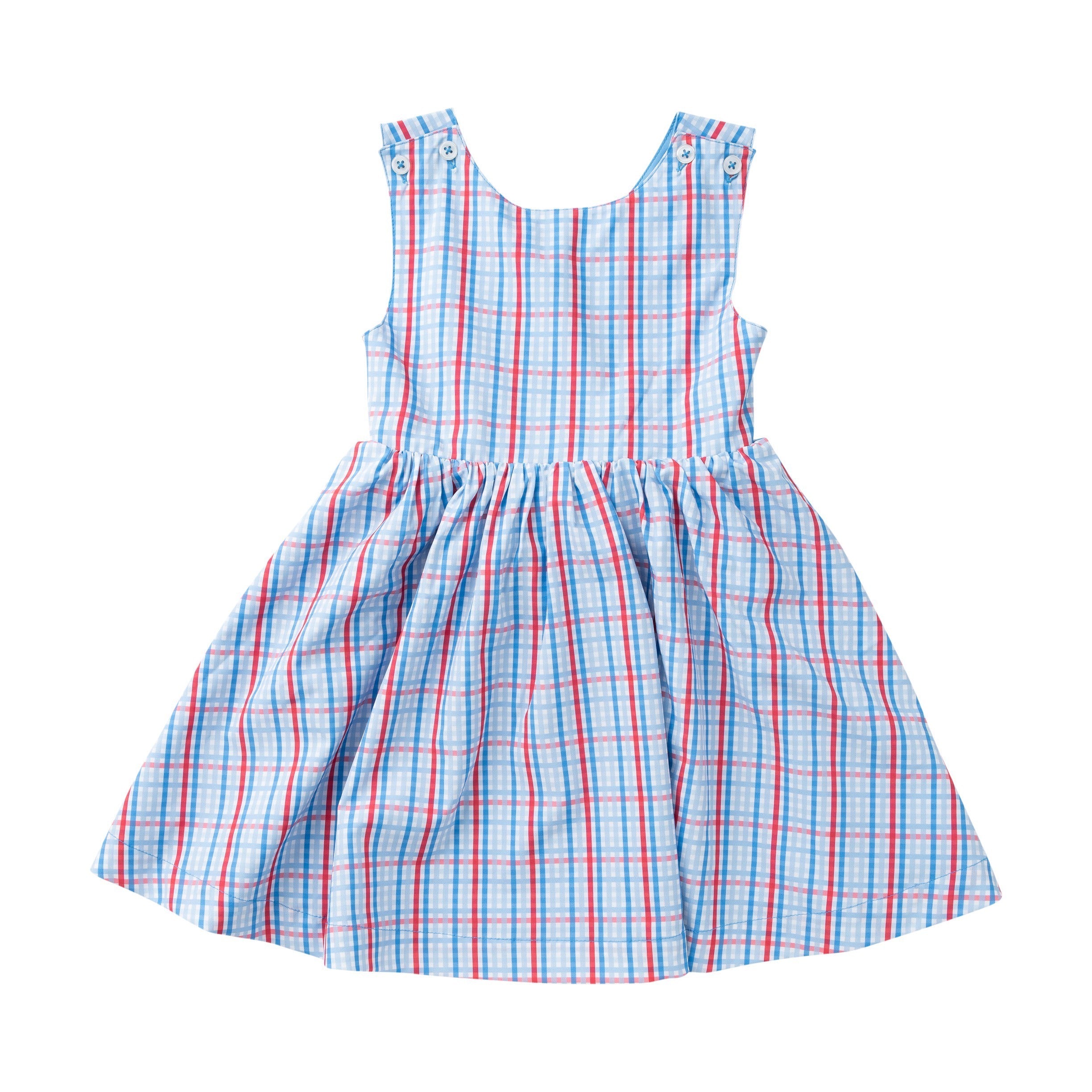 Prodoh Girls Crisscross Back Dress Patriotic Plaid-PPLD 5303