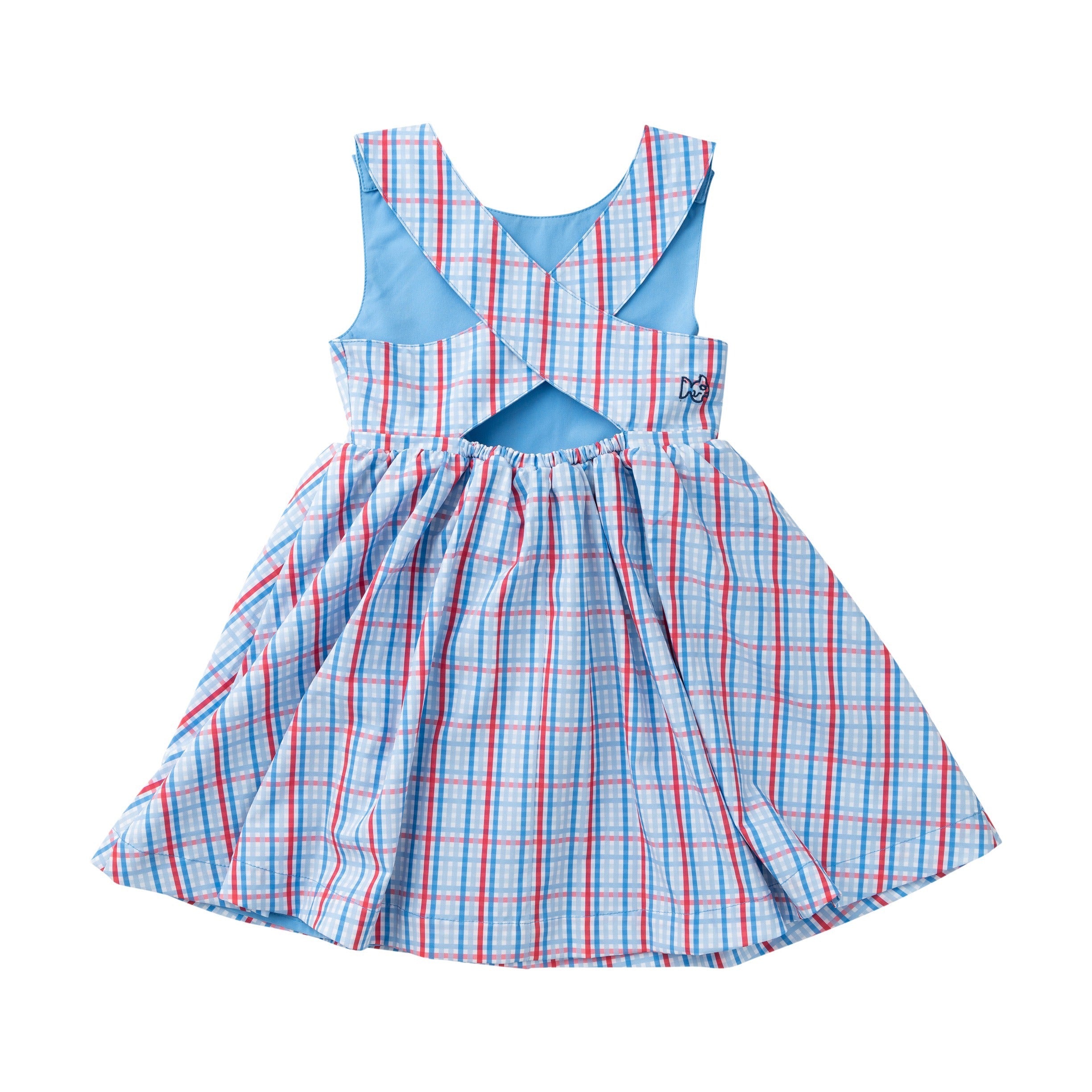 Prodoh Girls Crisscross Back Dress Patriotic Plaid-PPLD 5303