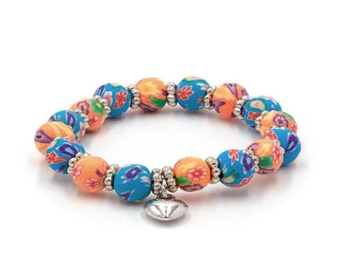 My Fun Colors Clay Bead with Heart Charm Peach & Blue