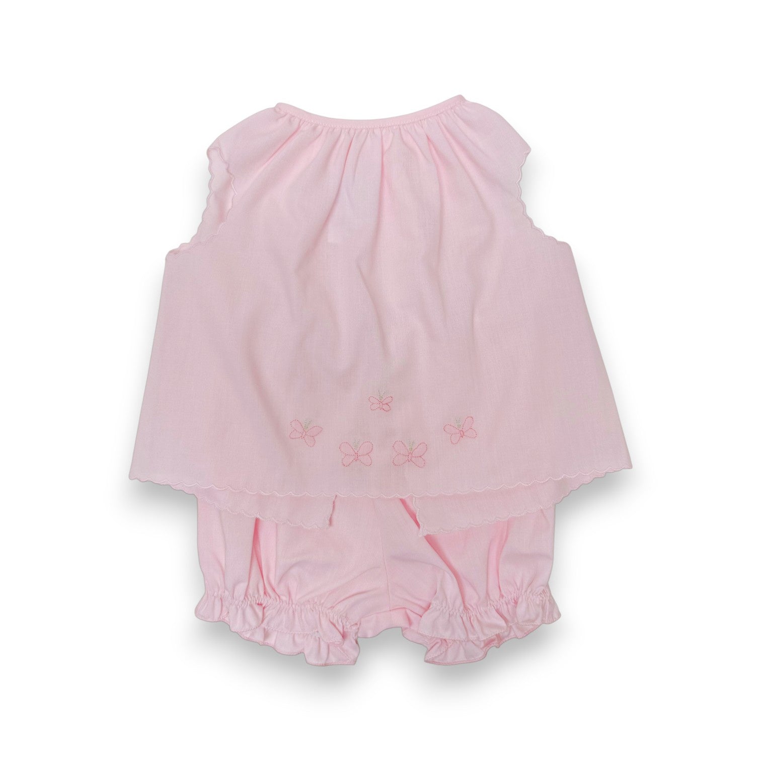 Auraluz Pink Diaper Set W/Butterfly Shadow Emb W/Scallop Trim 602 5304