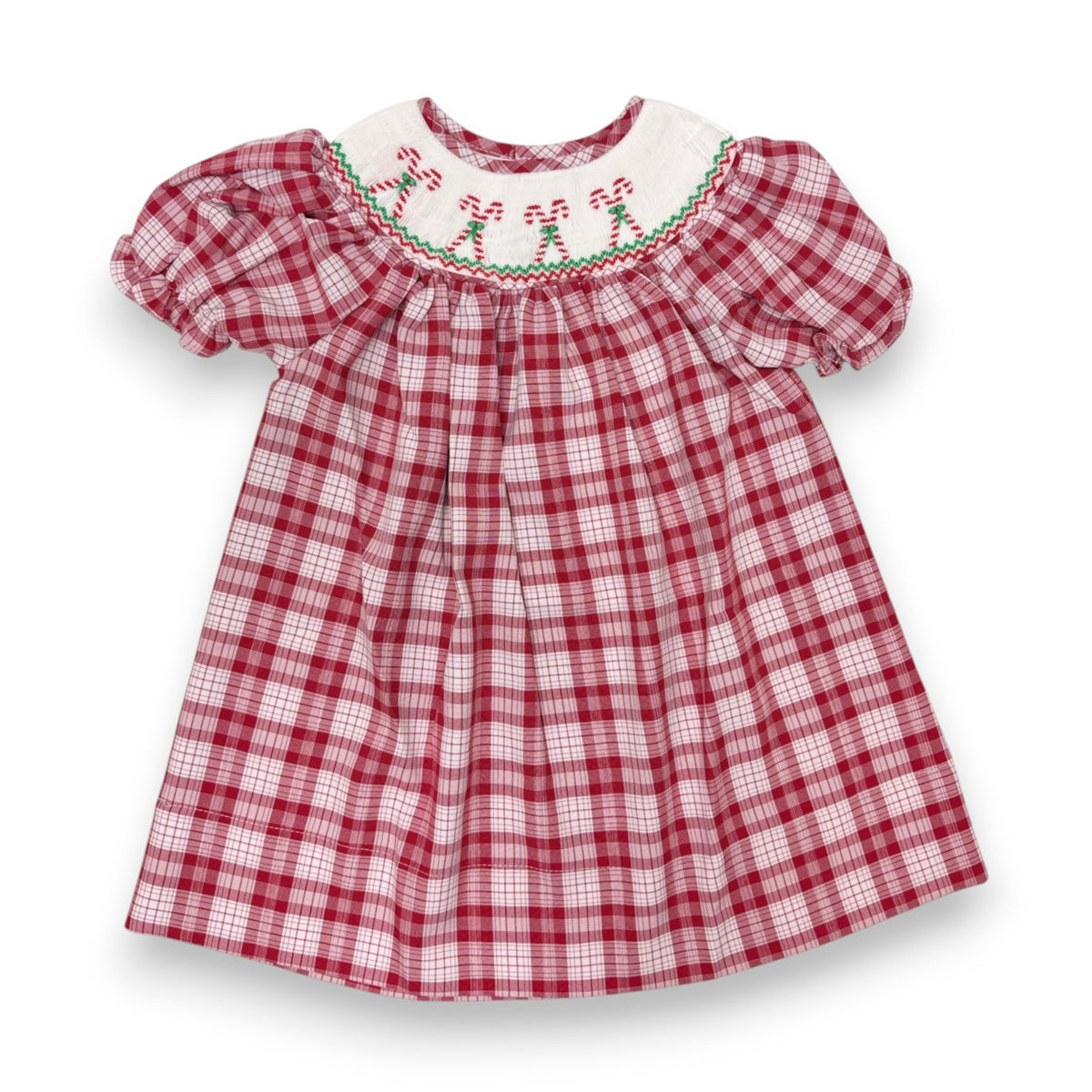 Sweet Dreams Candy Cane Smocked Red Plaid Dress MT182 5309