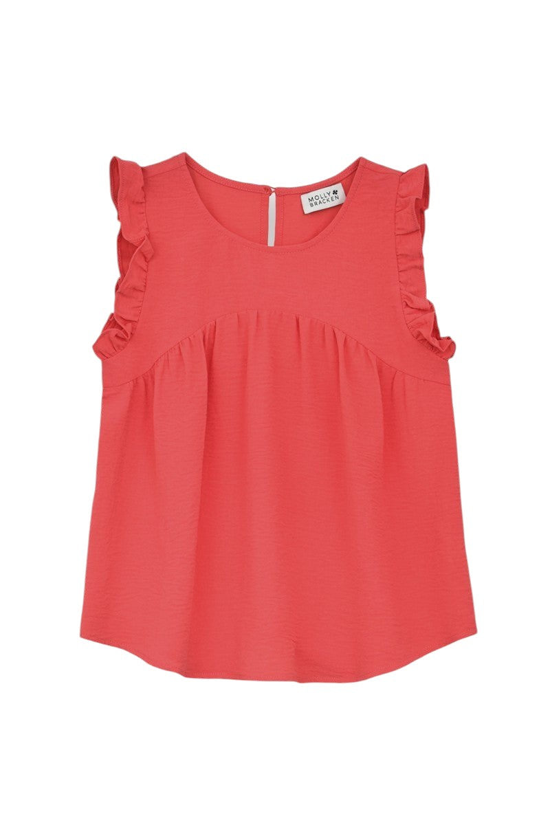 Molly Bracken Girls Woven Top Coral MMG902DP-Coral 5202