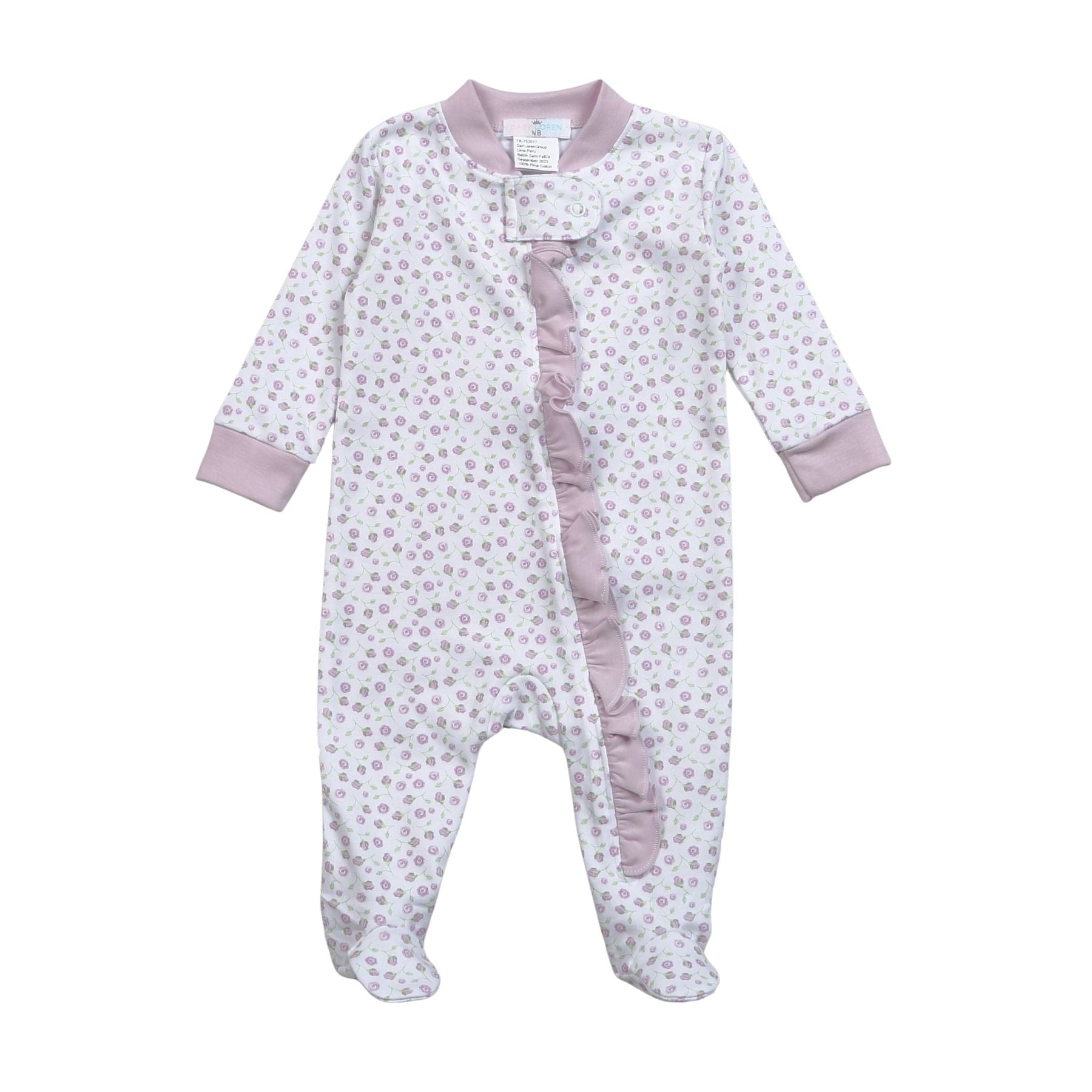 Baby Loren Lyn Purple Floral Pima Zipper Footie LYN-299 5107