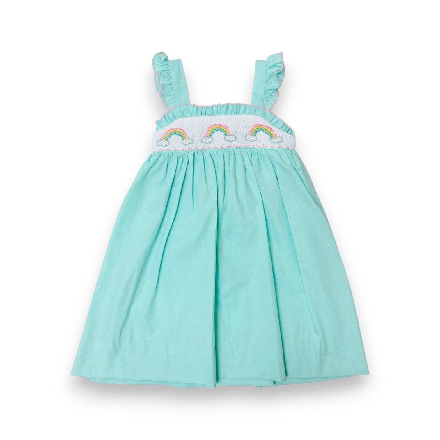 Petit Bebe Rainbow Aqua Poplin Strap Sundress 125D-MS26 5303