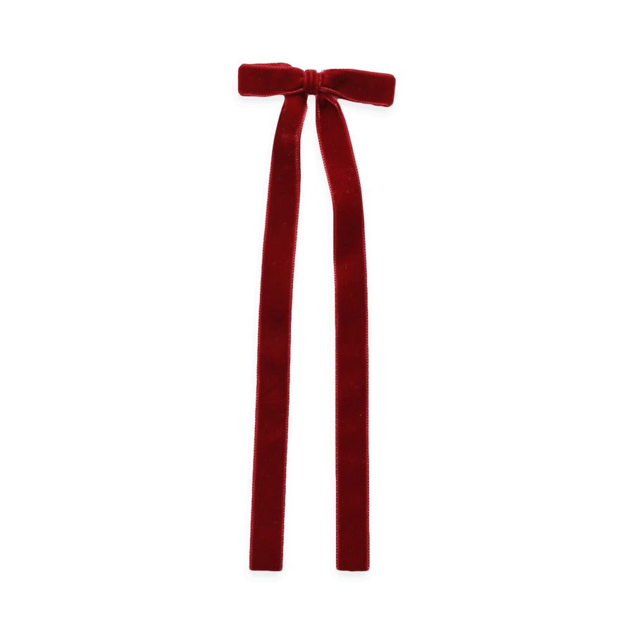 Eva's House Velvet Long Tail Bow Snap Clip 5207