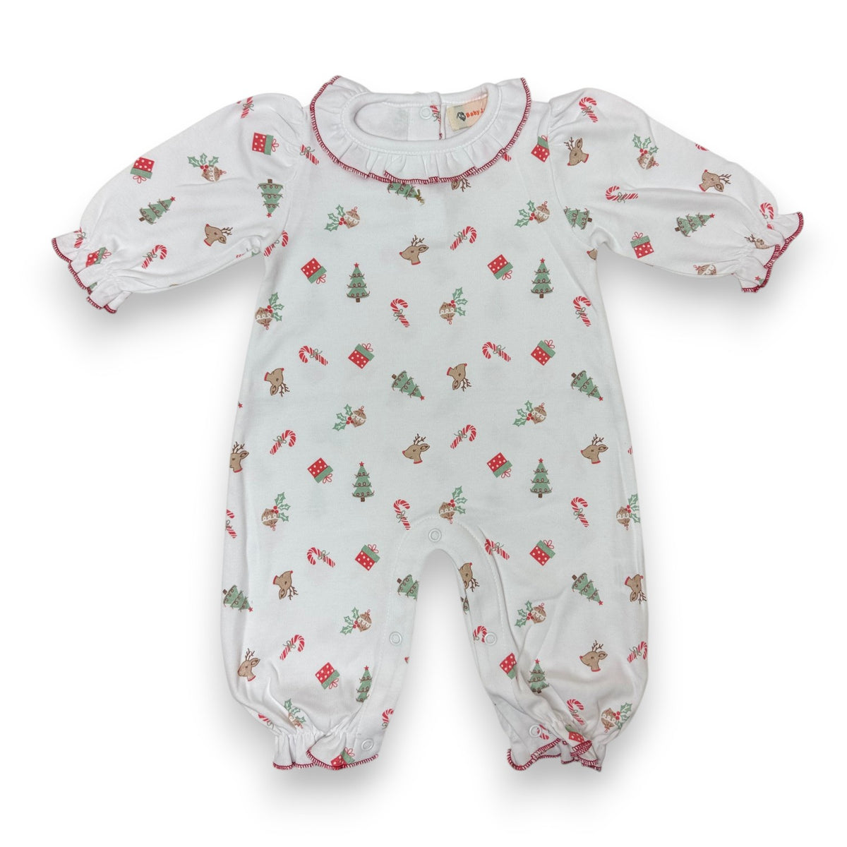Luigi L/S Ruffle Neck , Cuffs & Bottom Romper Girl Christmas OL159P-1570 5309