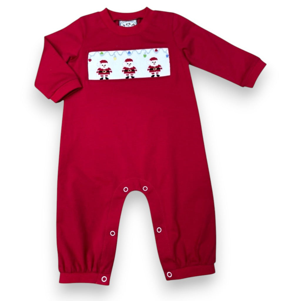Three Sisters Merry & Bright Smocked Boys Romper 709 5307
