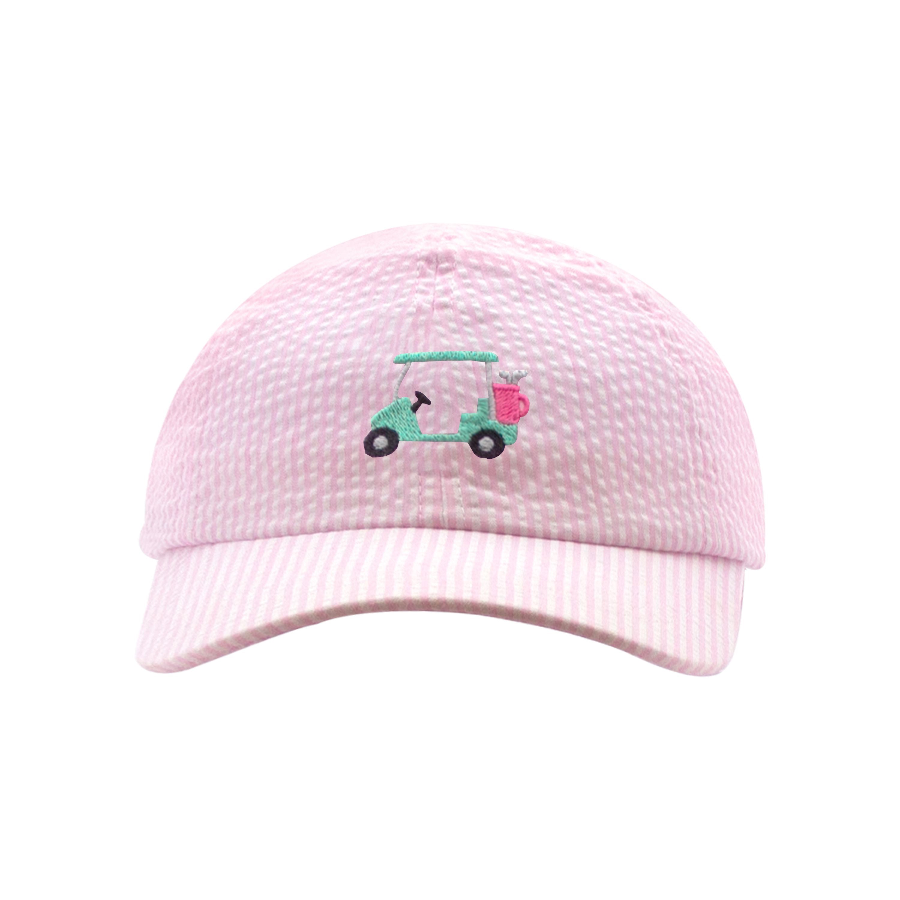 Wee Ones Girl Embroidered Seersucker Ball Caps