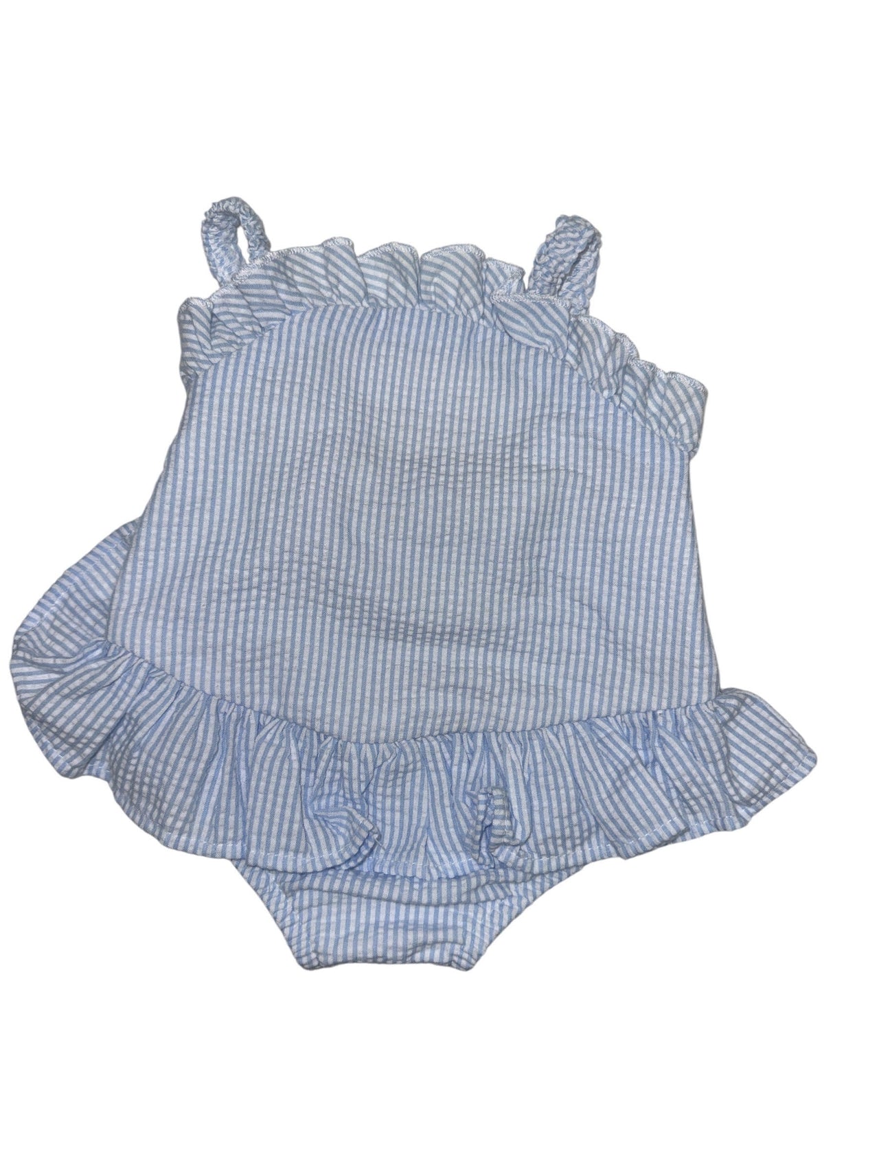 Bailey Boys Blue Stripe Seersucker 1pc Swim W/Ruffle 26400-GSWR