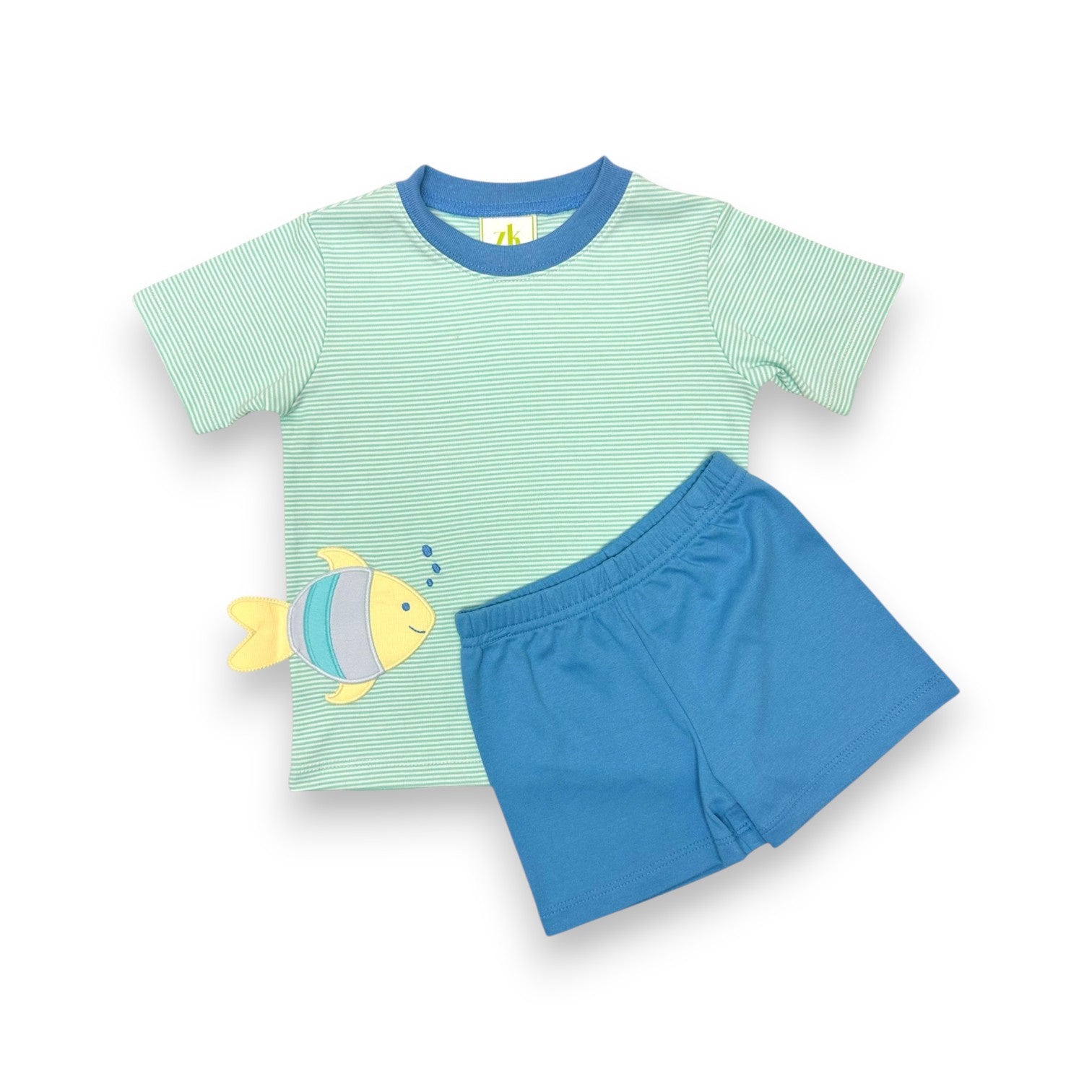 Zuccini Fish Harry's Tee Mint Bitty Knit & Periwinkle Shorts 5303