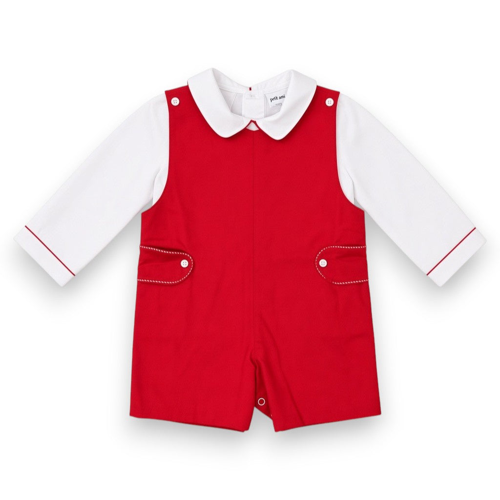 Lulu Bebe Red Plain Shortall W/LS Shirt PETE-S-L-23 5309