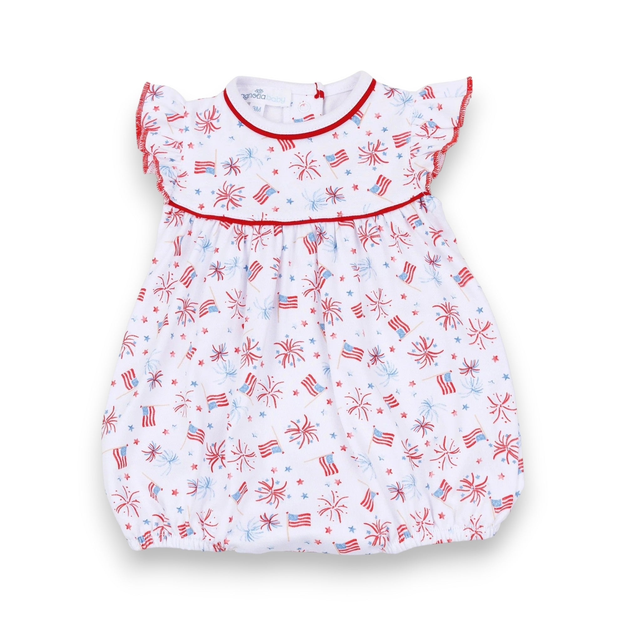 Magnolia Baby A Sparkly Fourth Print Flutters Bubble Red 2313-203P 5303