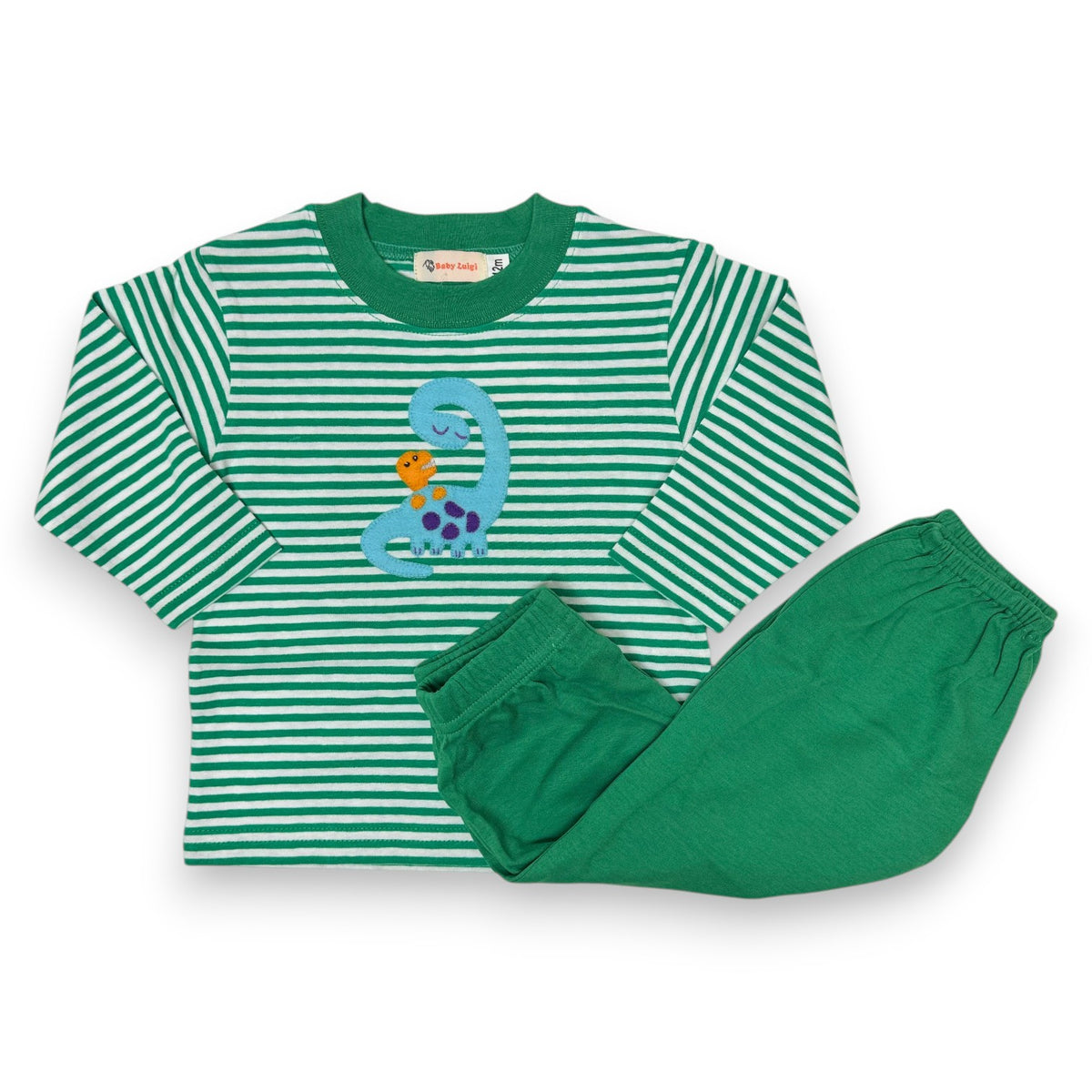 Luigi Boys L/S N. Stripe T-Shirt W/Dinos & Boy Bloomer Pants W/Elastic Bottom Mint Green T027-13978-397/IP052 5309
