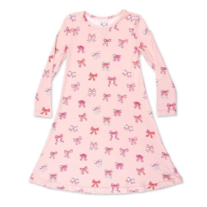 Bellabu Bear Take a Bow Bamboo Girls' Long Sleeve Dress 5208