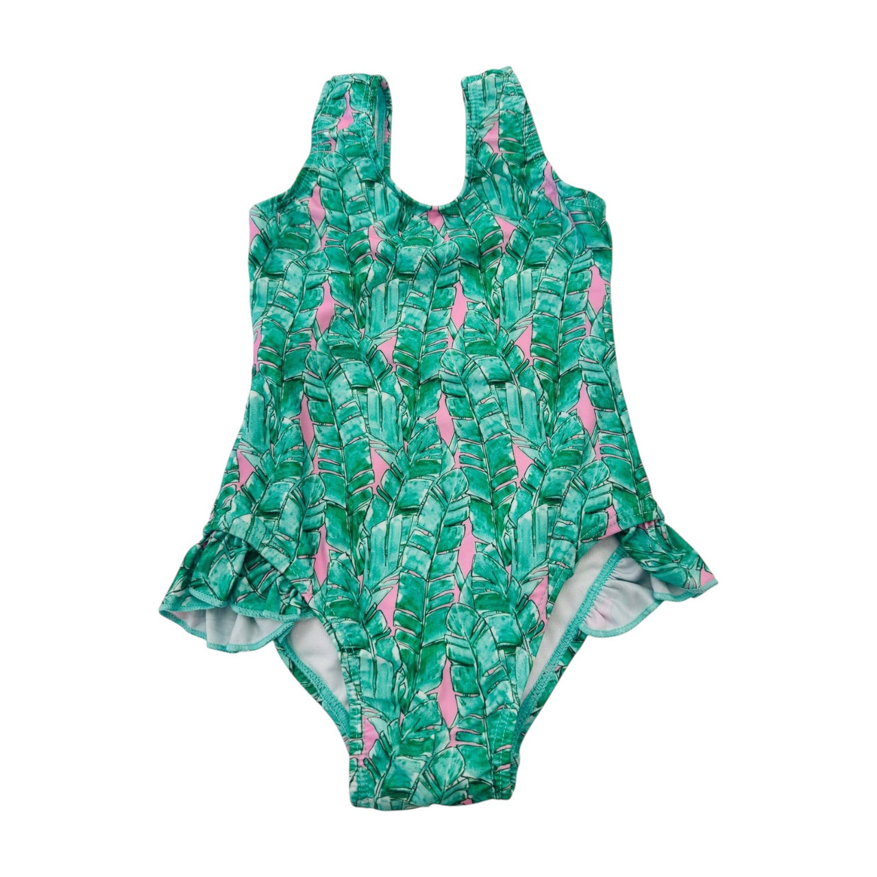 Flap Happy Tropical Fronds UPF 50 Delaney Hip Ruffle Swimsuit TRFR 5212