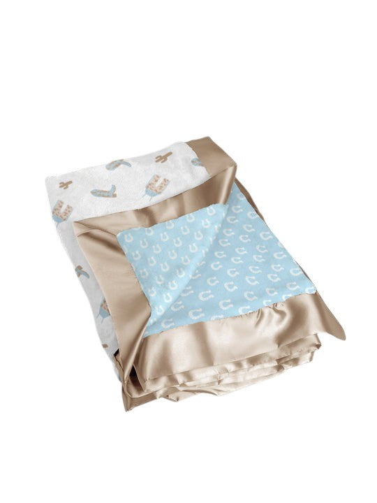 JuJube Ultra-Soft Thick Reversible Baby Blanket - Howdy Partner Blue