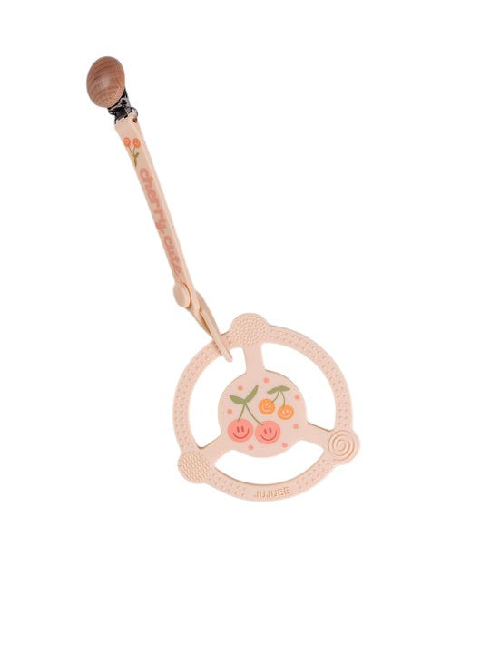 JuJube Silicone Teether Ring & Detachable Clip - Cherry Cute by Doodle