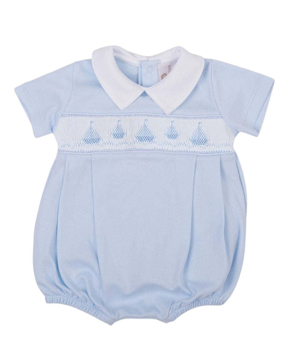 Miocotton Light Blue Bubble W/Light Blue Smocked Sailboats 5301