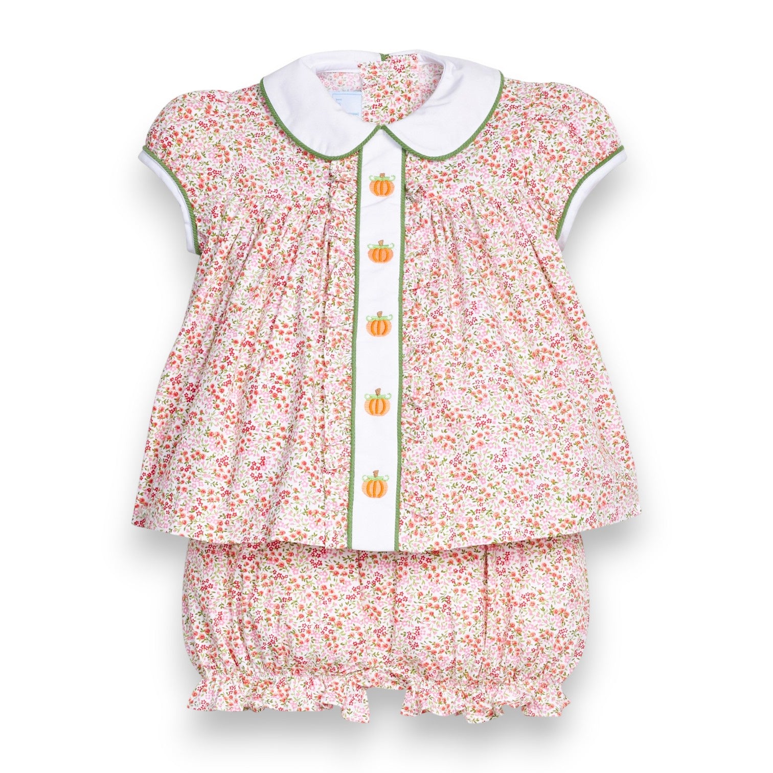Little English Ruffled Sally Bloomer set Pumpkins