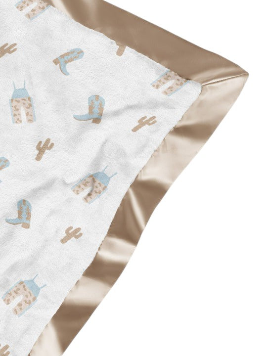JuJube Ultra-Soft Thick Reversible Baby Blanket - Howdy Partner Blue