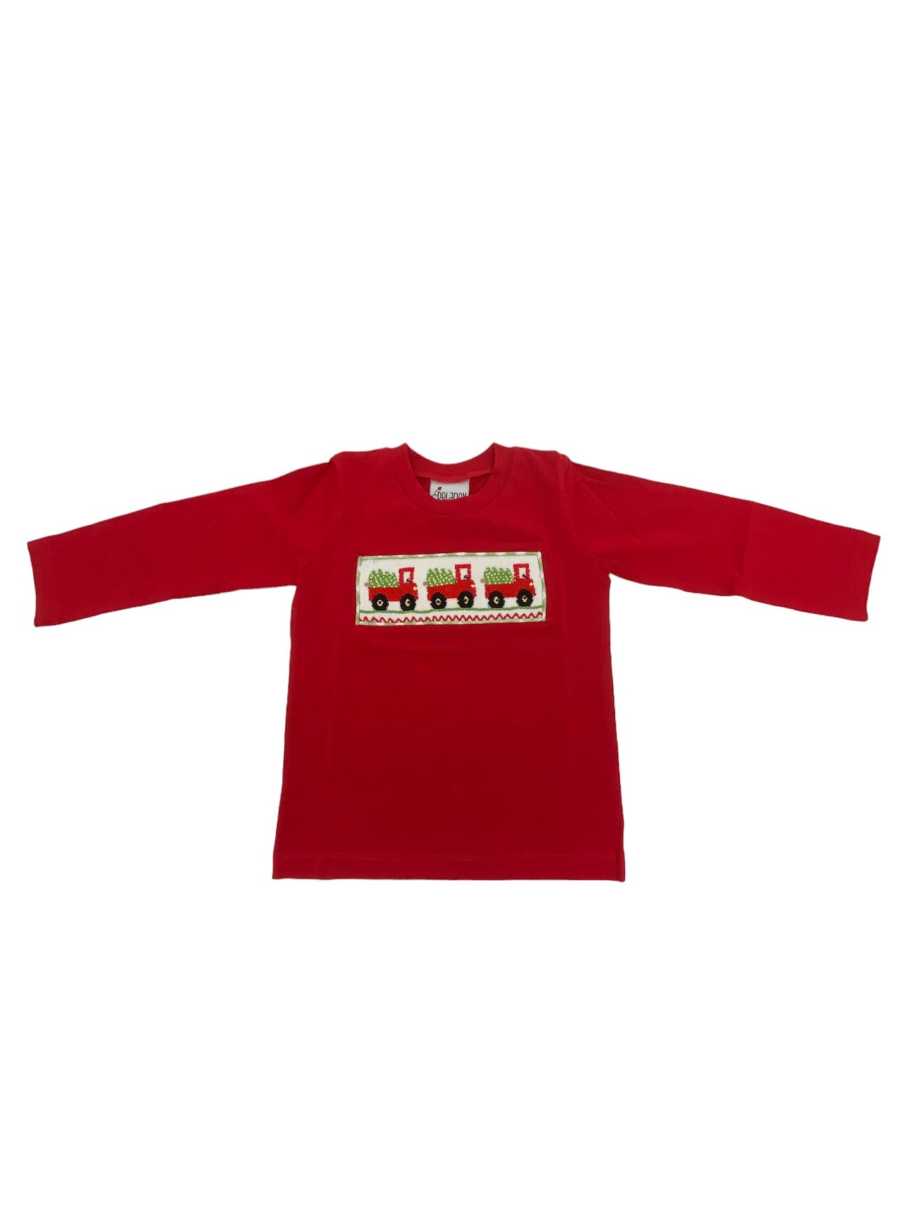 Delaney Boys Red Knit Smocked Christmas Tree/Truck LS TShirt 20 5108