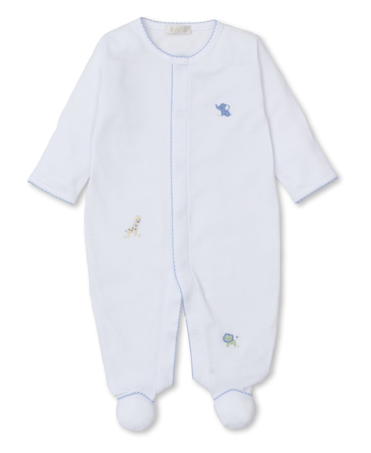 Kissy Kissy SCE Jungle Mates Footie W/Hand Emb White/Blue  KBQ11115N-K191 5106